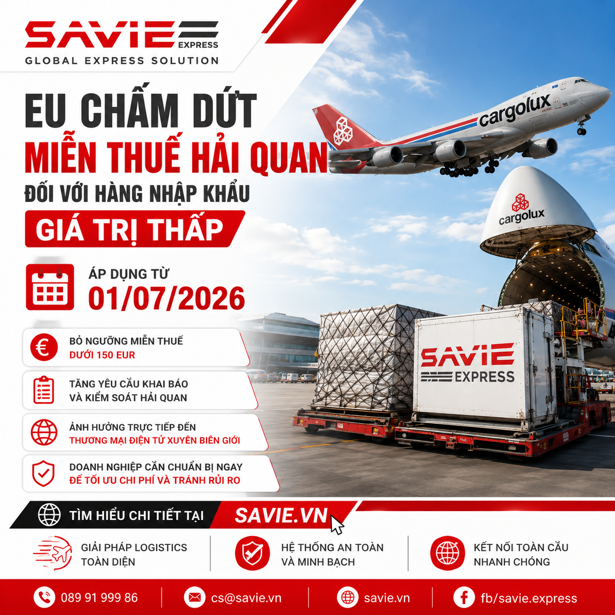 EU Chấm Dứt Miễn Thuế Hải Quan Hàng Giá Trị Thấp Từ 2026 | SAVIExpress